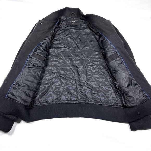 Black Rivet Black Wool Blend Insulated Bomber Utility Jacket Mens Medium - Picture 7 of 12
